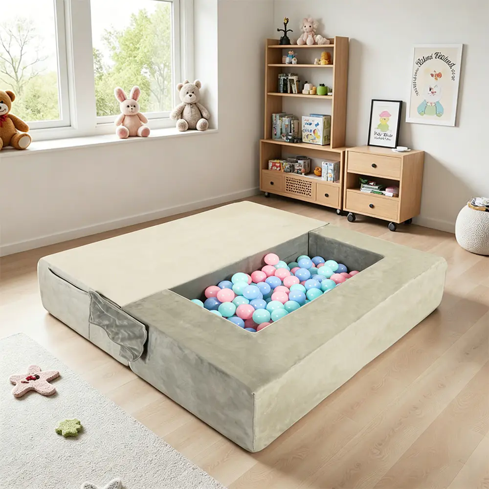 Vierdelige opvouwbare kinderbankset met bouwstenen