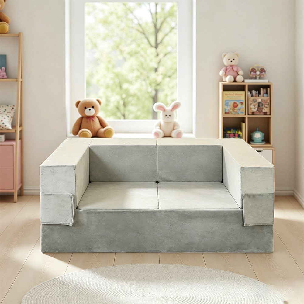 Vierdelige opvouwbare kinderbankset met bouwstenen